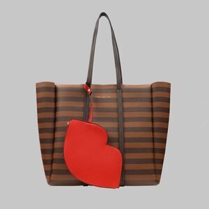 Expressions NYC Brown Vegan Leather Tote with Lip Pouch NWOT